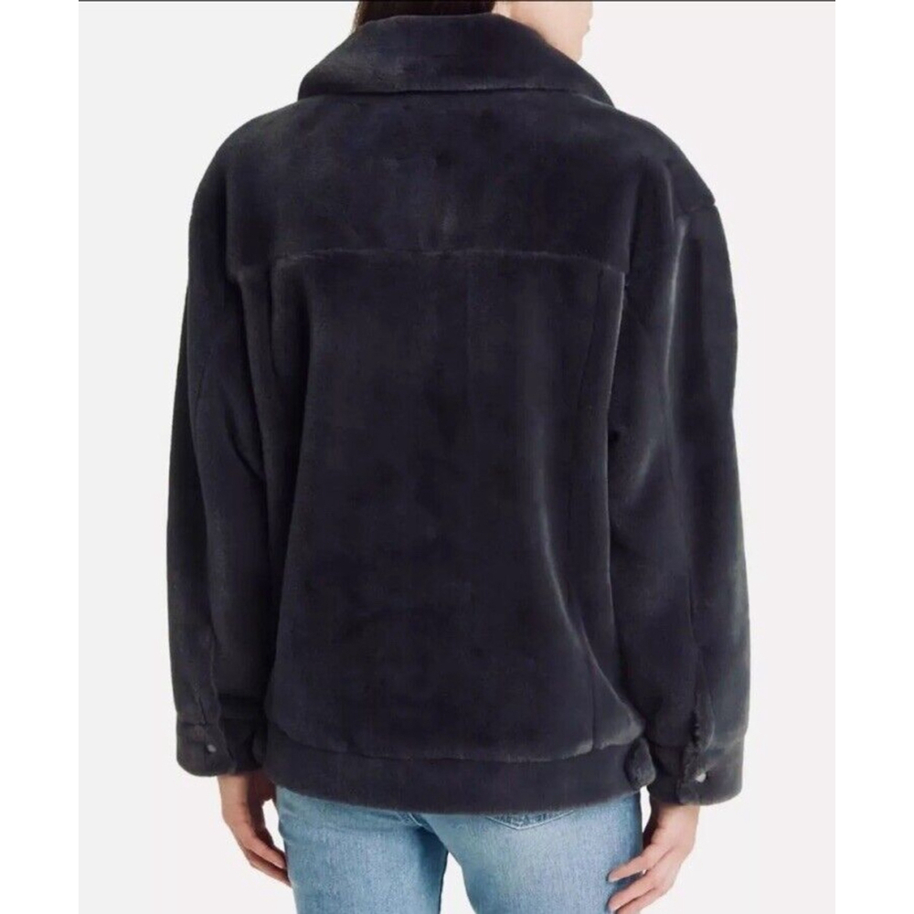 UGG Women's Frankie Trucker Faux Fur Jacket Ink Grey Sz M Warm Soft Cozy - Picture 5 of 16